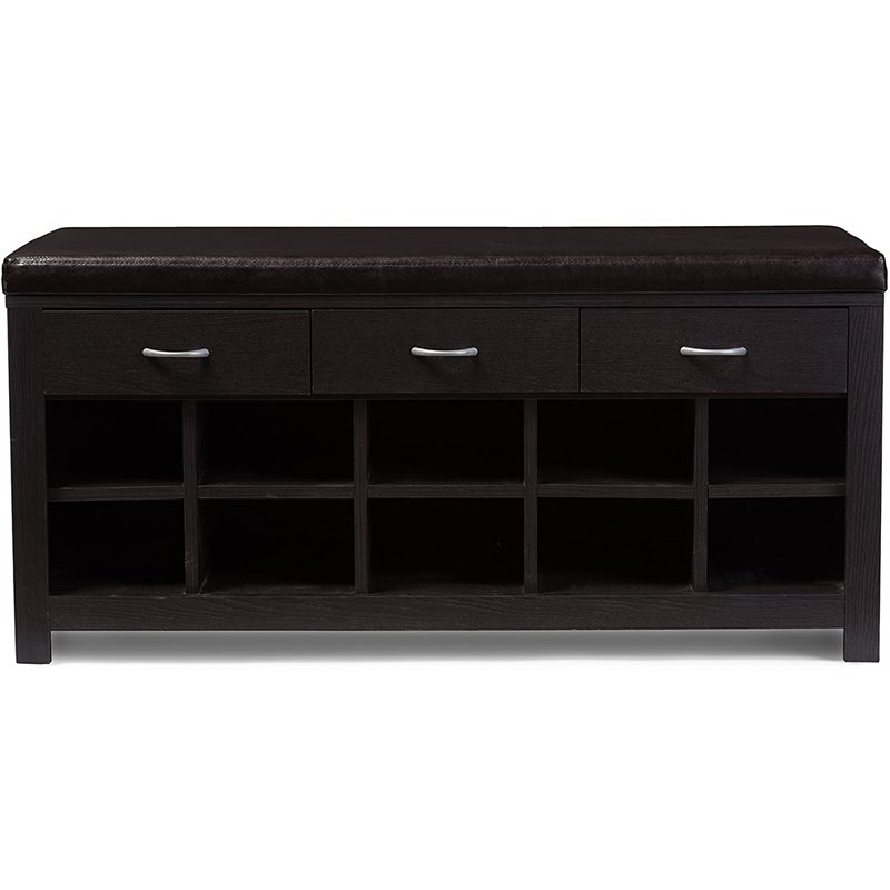 Bowery Hill Shoe Rack Bench in Espresso