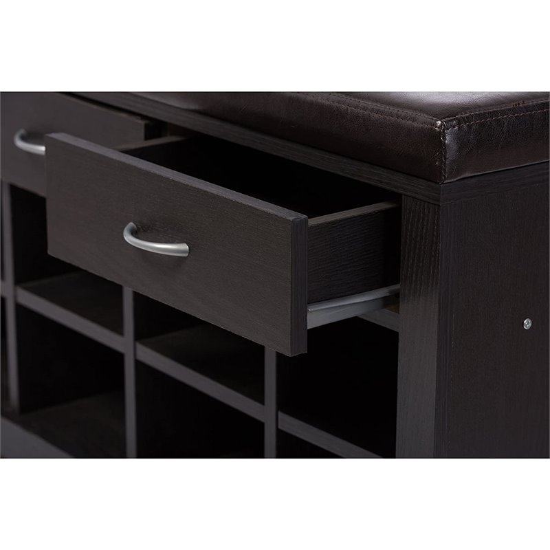 Bowery Hill Shoe Rack Bench in Espresso