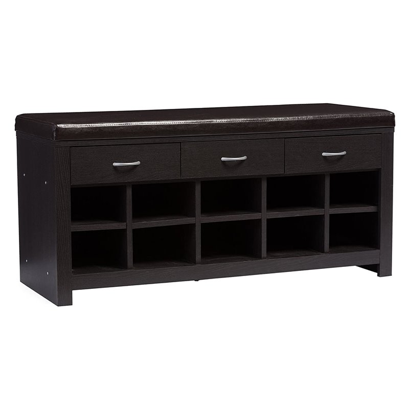 Bowery Hill Shoe Rack Bench in Espresso