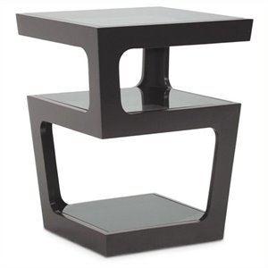 bowery hill engineered wood and tempered glass 3-tiered end table in black