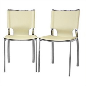 Bowery Hill Leather Dining Chair in Ivory (Set of 2)
