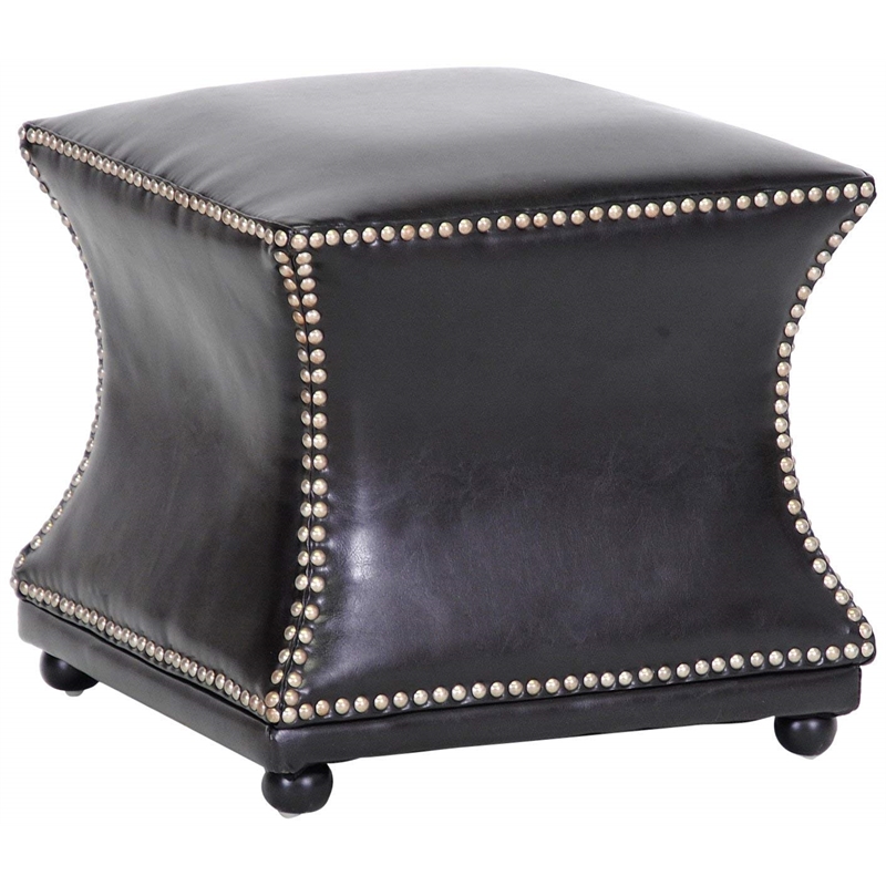 Bowery Hill Leather Ottoman in Dark Brown