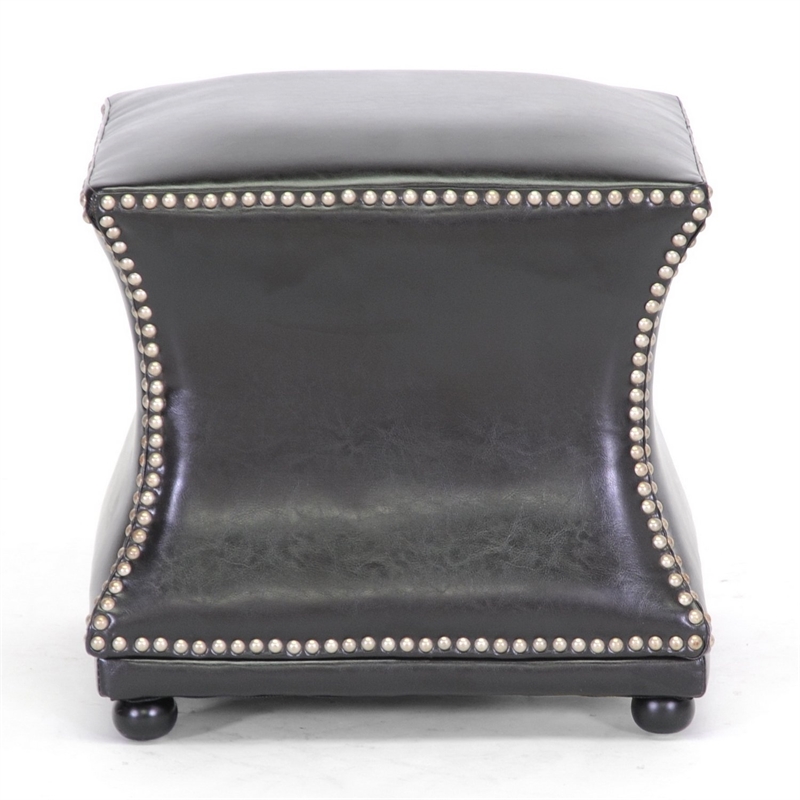Bowery Hill Leather Ottoman in Dark Brown