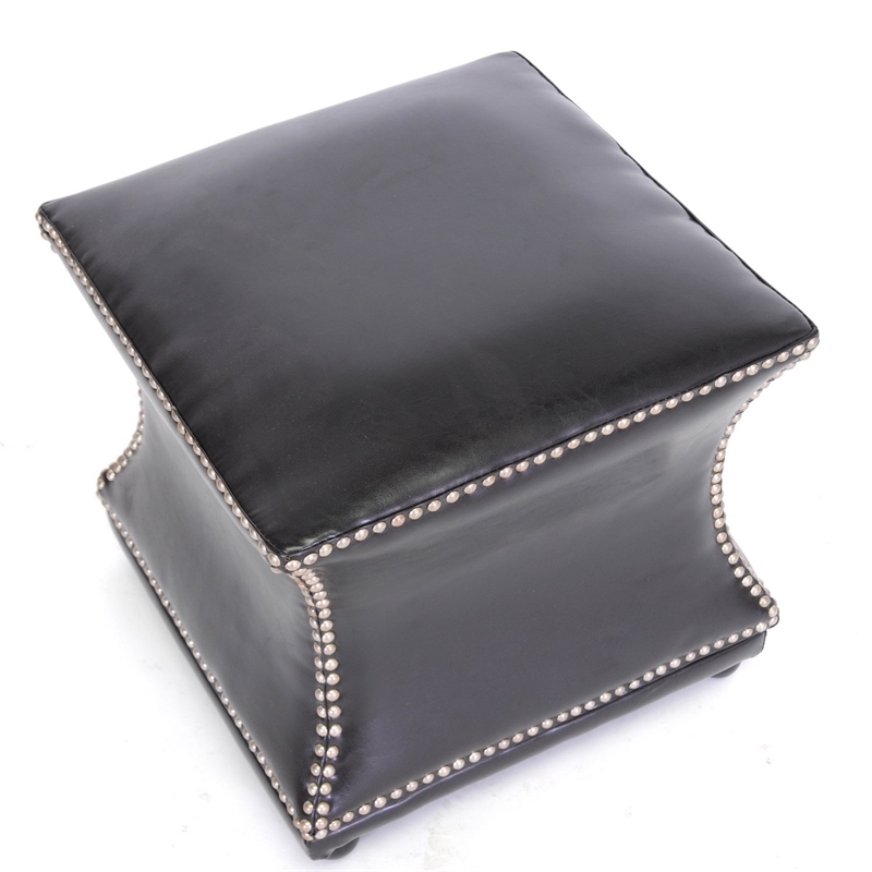 Bowery Hill Leather Ottoman in Dark Brown