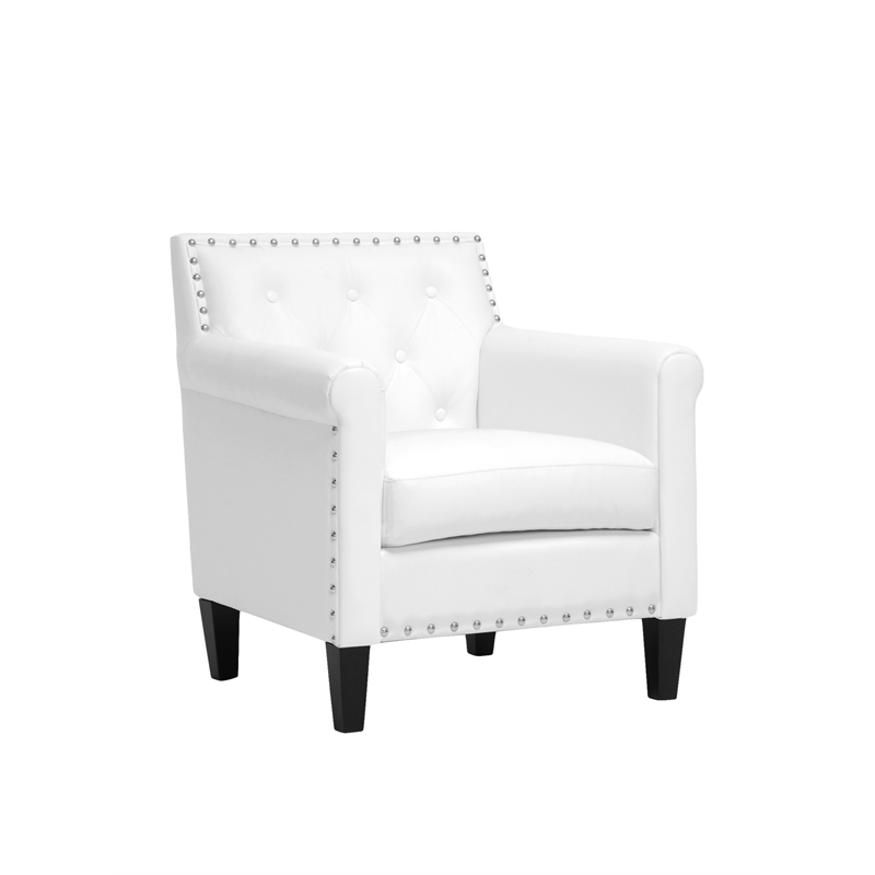 Bowery Hill Modern Faux Leather Upholstered Accent Chair in White