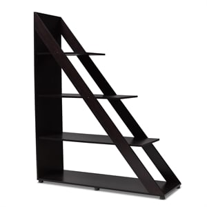 Bowery Hill 4 Shelf Bookcase in Dark Brown