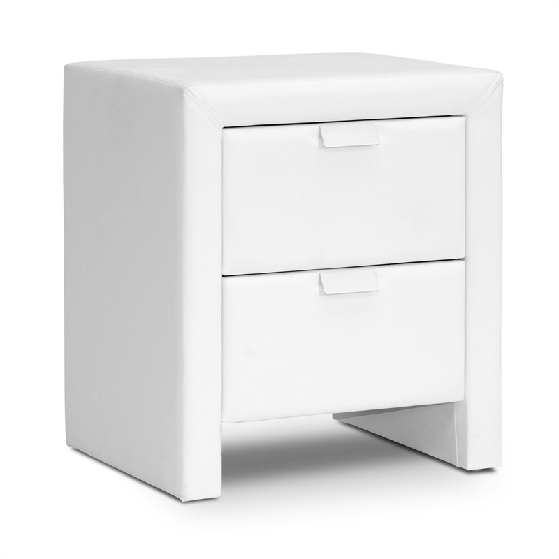 Bowery Hill Faux Leather Nightstand in White