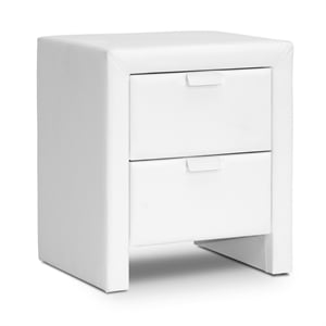 Bowery Hill Faux Leather Nightstand in White