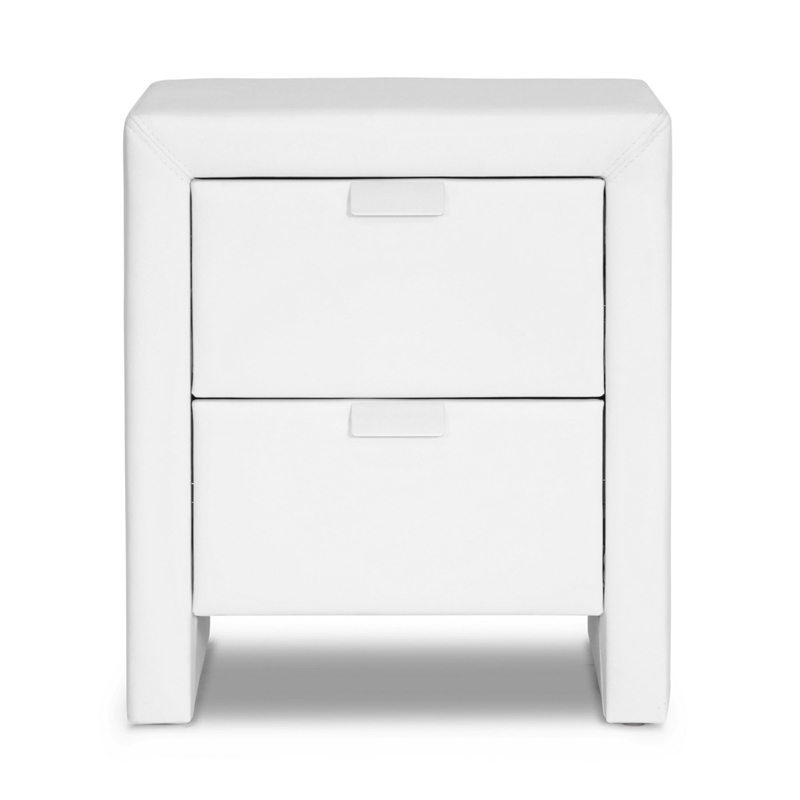 Bowery Hill Faux Leather Nightstand in White