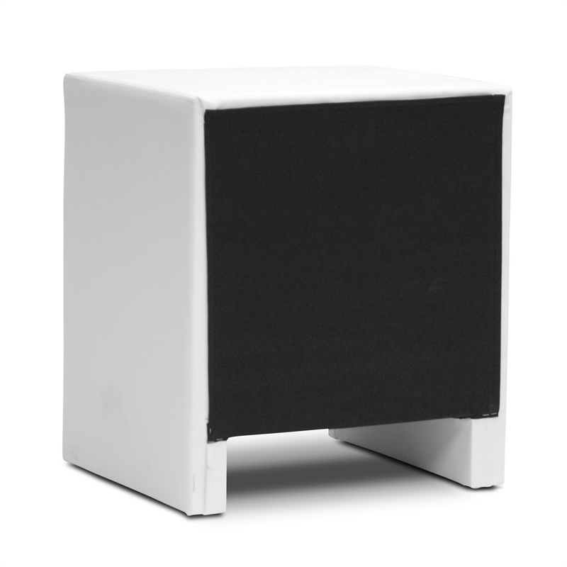 Bowery Hill Faux Leather Nightstand in White
