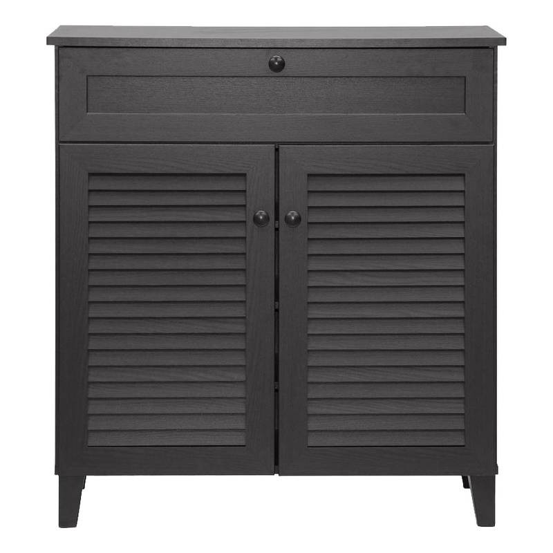 Bowery Hill 4-Shelf Engineered Wood Shoe Storage Cabinet in Espresso