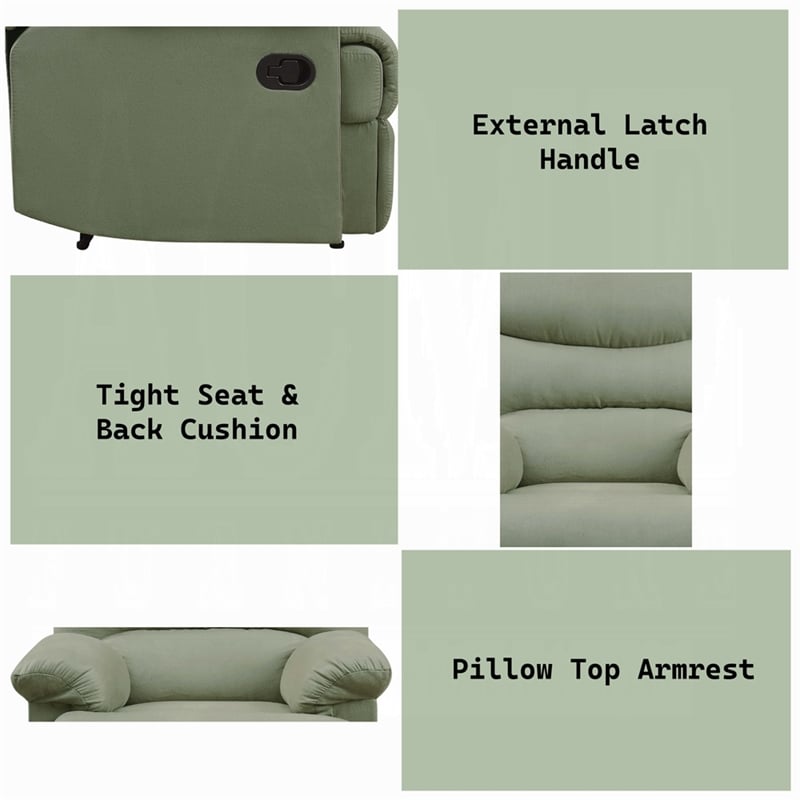 Bowery Hill Microfiber Upholstered Recliner in Sage