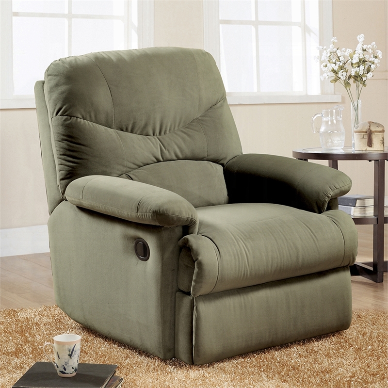 Bowery Hill Microfiber Upholstered Recliner in Sage