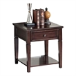 Bowery Hill 1 Drawer Transitional Wood End Table with Bottom Shelf in Walnut