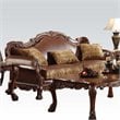 Bowery Hill Faux Leather Upholstered Sofa w/3 Pillows in Brown