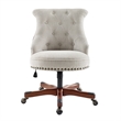 Bowery Hill Traditional Fabric Armless Office Chair in Dark Walnut/Natural Beige