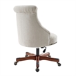 Bowery Hill Traditional Fabric Armless Office Chair in Dark Walnut/Natural Beige