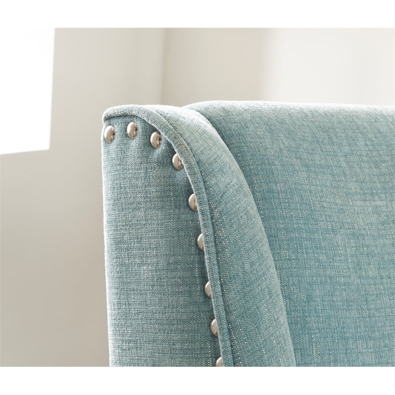 Bowery Hill Transitional Fabric Armless Office Chair in Aqua Blue/Chrome