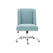Bowery Hill Transitional Fabric Armless Office Chair in Aqua Blue/Chrome