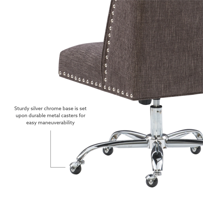 Bowery Hill Transitional Fabric Armless Office Chair in Charcoal Gray