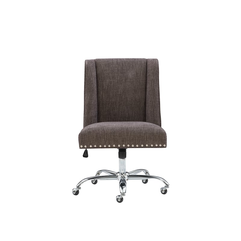 Bowery Hill Transitional Fabric Armless Office Chair in Charcoal Gray