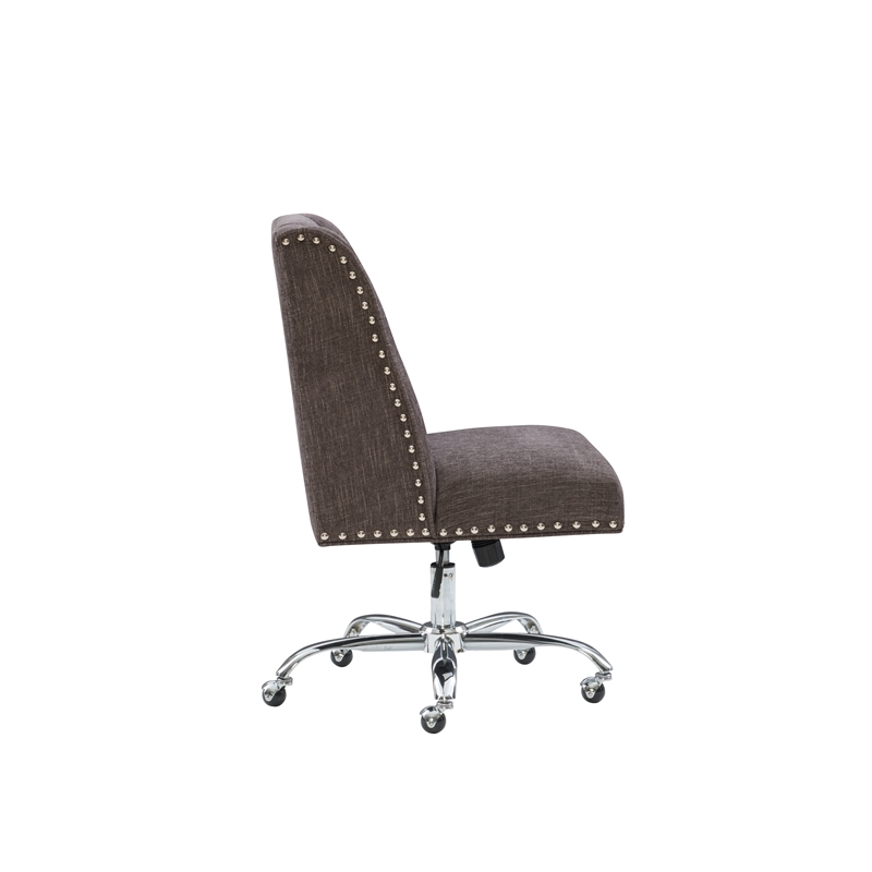 Bowery Hill Transitional Fabric Armless Office Chair in Charcoal Gray