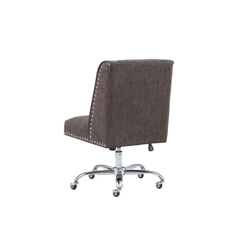 Bowery Hill Transitional Fabric Armless Office Chair in Charcoal Gray