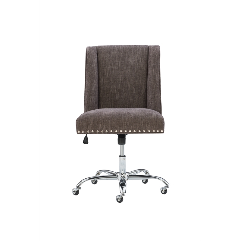 Bowery Hill Transitional Fabric Armless Office Chair in Charcoal Gray