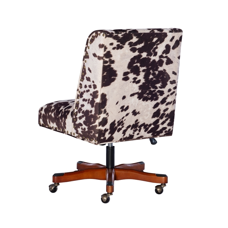 Bowery Hill Transitional Fabric Office Chair with Casters in Brown/Walnut