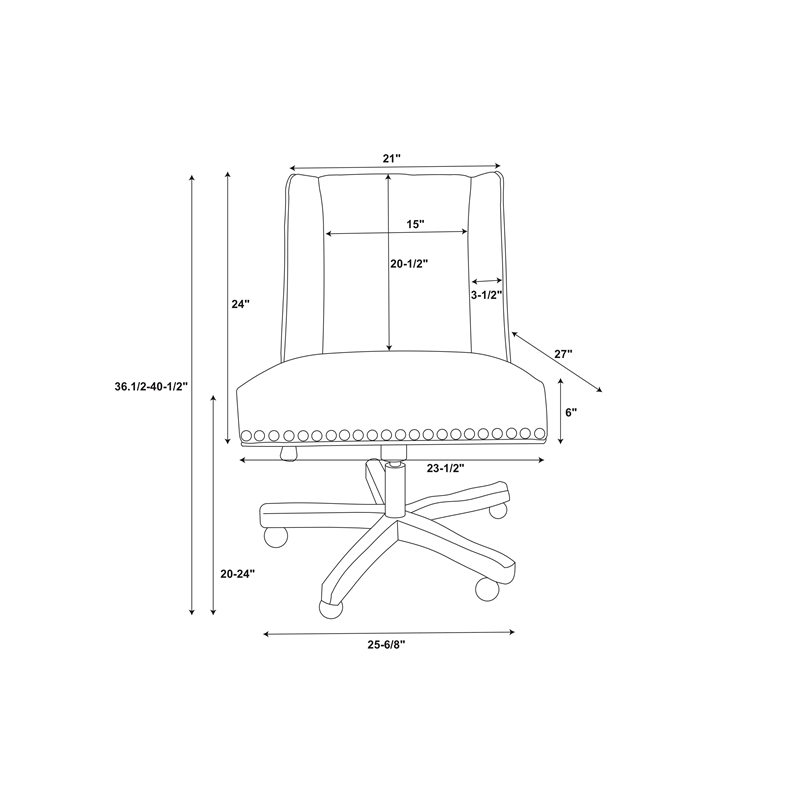 Bowery Hill Transitional Fabric Office Chair with Casters in Brown/Walnut