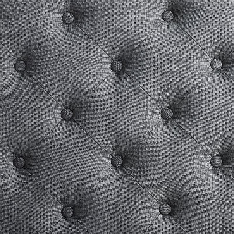 Bowery Hill Transitional Fabric Square Ottoman in Charcoal Gray/Black