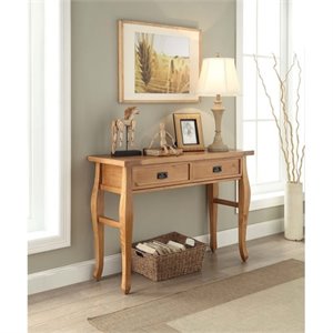 bowery hill 2 drawer console table in antique brown