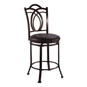 Bowery Hill 24&quot Metal & Faux Leather Counter Stool in Coffee Brown/Espresso