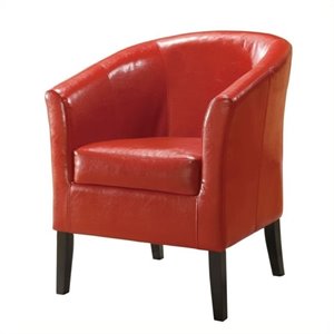 bowery hill faux leather club chair in red