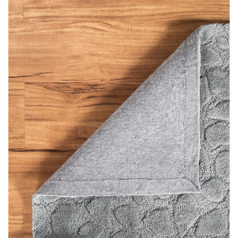 Bowery Hill 96'' x 120'' Transitional Fabric Hand Tufted Rug in Pale Blue