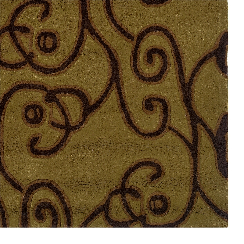 Bowery Hill 96'' x 120'' Transitional Fabric Hand Tufted Rug in Green/Brown