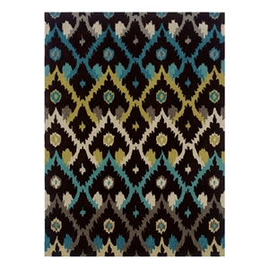 Bowery Hill 96'' x 120'' Transitional Fabric Hand Tufted Rug in Black/Teal