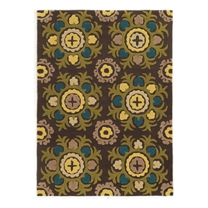 Bowery Hill 96'' x 120'' Transitional Fabric Hand Tufted Rug in Brown/Green