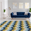 Bowery Hill 96'' x 120'' Transitional Fabric Hand Tufted Rug in Blue/Marigold