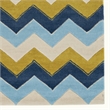 Bowery Hill 96'' x 120'' Transitional Fabric Hand Tufted Rug in Blue/Marigold