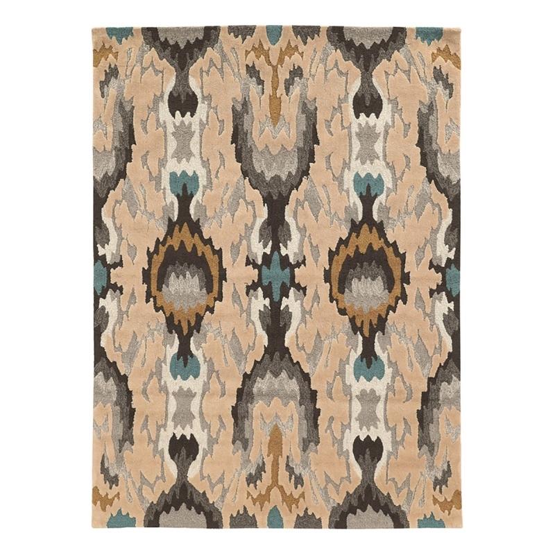 Bowery Hill 96'' x 120'' Transitional Fabric Hand Tufted Rug in Gray/Beige/Blue
