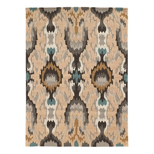 Bowery Hill 96'' x 120'' Transitional Fabric Hand Tufted Rug in Gray/Beige/Blue