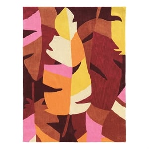 Bowery Hill 96'' x 120'' Transitional Fabric Hand Tufted Rug in Pink/Yellow