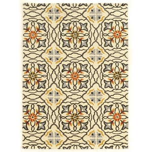 Bowery Hill 96'' x 120'' Transitional Fabric Hand Tufted Rug in Ivory/Gray