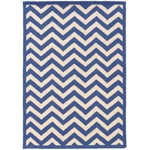 bowery hill 8' x 10' hand hooked chevron wool rug in navy