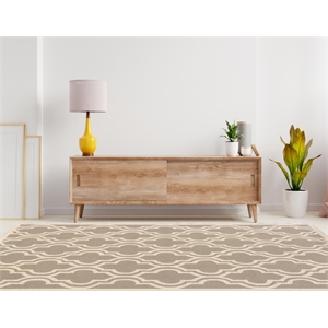 Bowery Hill 8' x 10' Hand Hooked Quatrefoil Wool Rug in Gray