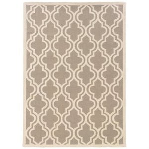 bowery hill 8' x 10' hand hooked quatrefoil wool rug in gray