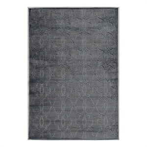 Bowery Hill 96&quot x 123&quot Transitional Fabric Rug in Blue/Black