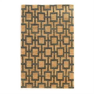 Bowery Hill 96&quot x 123&quot Country Fabric Hand Knotted Rug in Beige/Slate Gray