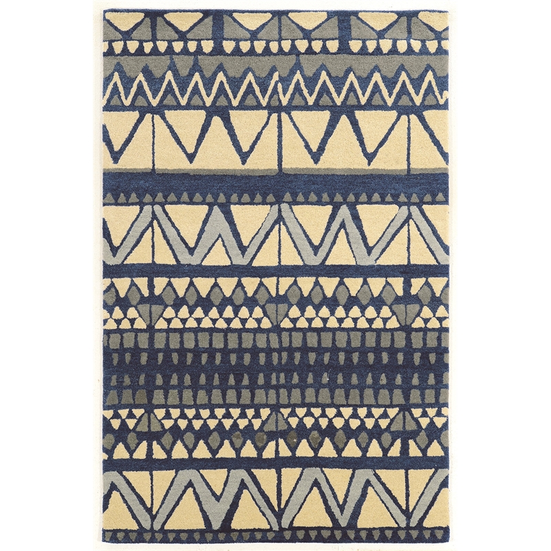 Bowery Hill 60''x 96'' Transitional Wool Hand Tufted Rug in Ivory/Blue